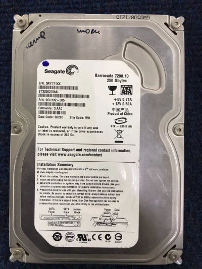 Лот: 10463670. Фото: 1. 250GB Seagate ST3250310AS 3.5... Жёсткие диски