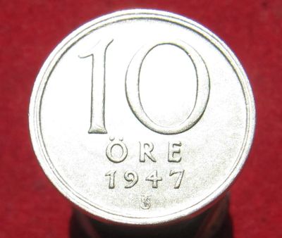 Лот: 14524437. Фото: 1. Серебро. Швеция. 10 эре 1947г. Остальные страны