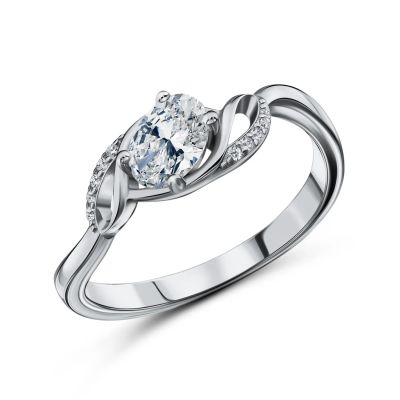 Лот: 23864550. Фото: 1. Серебряное кольцо с фианитами. Кольца, перстни