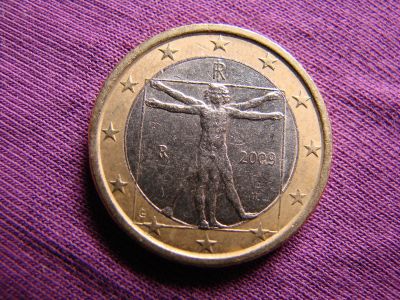 Лот: 4532906. Фото: 1. 1 евро 2009, Италия, витрувианский... Европа