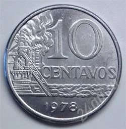 Лот: 120540. Фото: 1. Бразилия. 10 сентаво 1978г. Америка