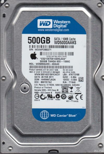 Лот: 12798319. Фото: 1. жесткий диск 500gb WD (WD5000AAKS... Жёсткие диски (HDD)