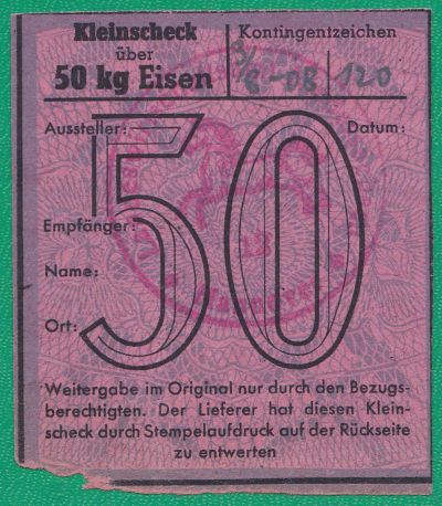 Лот: 5016134. Фото: 1. Германия чек на 50 кг. Германия и Австрия