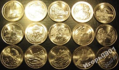 Лот: 2625920. Фото: 1. 41 монета квотеры парки США 2010-... Америка