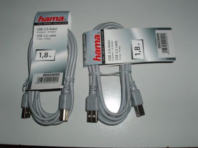 Лот: 8984600. Фото: 1. Кабель USB2.0 AM-BM 1,8 м, Hama... Шлейфы, кабели, переходники