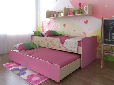Лот: 7598456. Фото: 1. Двухъярусная выкатная кровать... Детские кровати и кроватки