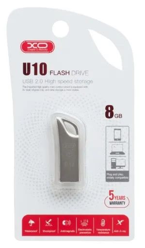 Лот: 24997242. Фото: 1. Флешка USB 2.0 8Gb XO U10 silver... USB-флеш карты