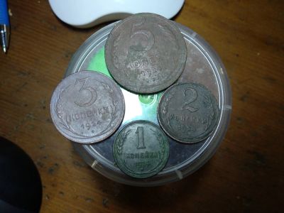 Лот: 12793576. Фото: 1. 1 копейка 1924г .2 копейки 1924г... Россия и СССР 1917-1991 года