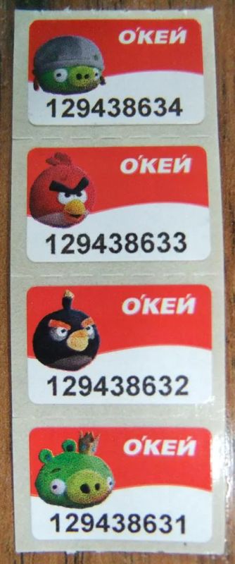 Лот: 3048160. Фото: 1. Акционные наклейки ANGRY BIRDS... Наклейки, карточки, вкладыши