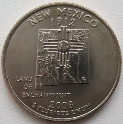 Лот: 6731121. Фото: 1. США 25 центов 2008. Нью-Мексико... Америка