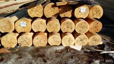 Лот: 9276583. Фото: 1. Оцилиндрованное бревно с пазом... Древесина, пиломатериал