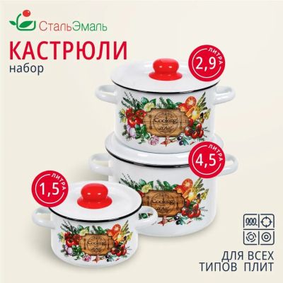 Лот: 24122497. Фото: 1. Набор посуды эмалированная сталь... Сервизы, наборы посуды