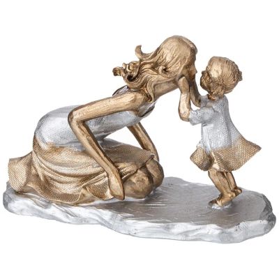 Лот: 25545834. Фото: 1. Статуэтка полистоун, Мама с дочкой... Фигурки, статуэтки