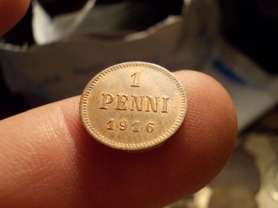 Лот: 12367944. Фото: 1. 1 пенни 1916 года. В штемпельном... Россия до 1917 года