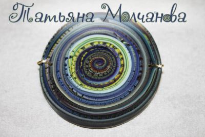 Лот: 4309007. Фото: 1. Украшения для шарфа "Голубой круговорот... Лепка из полимерной глины