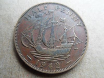 Лот: 16244412. Фото: 1. Великобритания 1/2 пенни 1942. Великобритания и острова