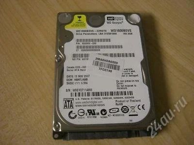 Лот: 1714412. Фото: 1. Western Digital 160GB WD1600BEVS-22RST0. Жёсткие диски (HDD)
