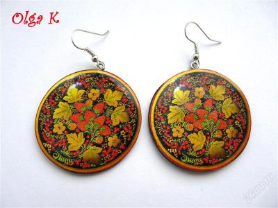 Лот: 897313. Фото: 1. Серьги "Хохлома". Серьги, каффы