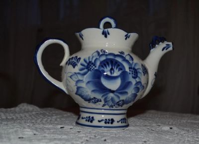 Лот: 11465415. Фото: 1. Чайник заварочный Гжель. Фарфор, керамика
