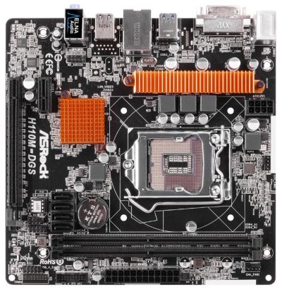 Лот: 15968255. Фото: 1. Материнская плата Asrock H110M-DGS... Материнские платы