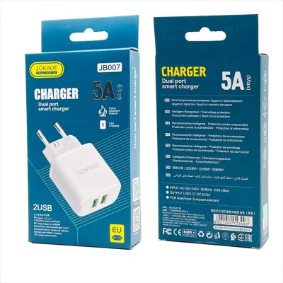 Лот: 22145014. Фото: 1. СЗУ JOKADE JB007 2*USB 5A FAST... Зарядные устройства, блоки питания, адаптеры сетевые для смартфонов