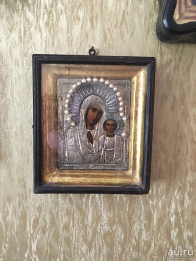 Лот: 13379755. Фото: 1. Икона Богородица в серебряном... Иконы