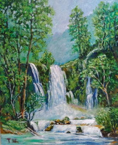 Лот: 24890386. Фото: 1. Картина "Водопад". Картины, рисунки