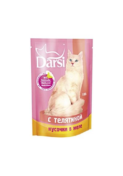 Лот: 5110231. Фото: 1. Паучи Darsi для кошек, с телятиной... Корма