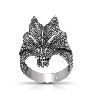Лот: 23834915. Фото: 1. Кольцо Дракон из серебра. Кольца, перстни