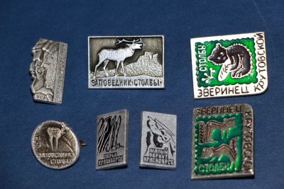 Лот: 3086483. Фото: 1. Серния значков "Столбы". 7 шт... Сувенирные
