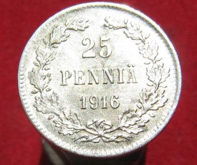Лот: 11693189. Фото: 1. Финляндия 25 пенни 1916 год. Серебро... Остальные страны