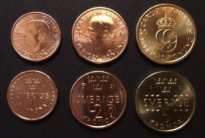Лот: 8887465. Фото: 1. Швеция набор 1,2 и 5 крон 2016... Наборы монет