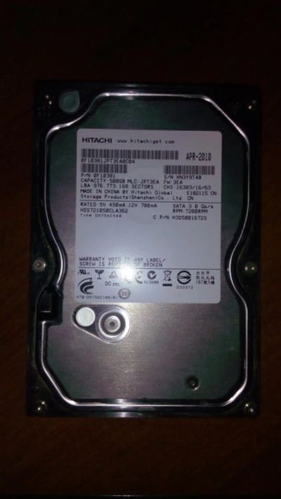 Лот: 6308127. Фото: 1. HDD жесткий диск Hitachi на 500Gb. Жёсткие диски (HDD)