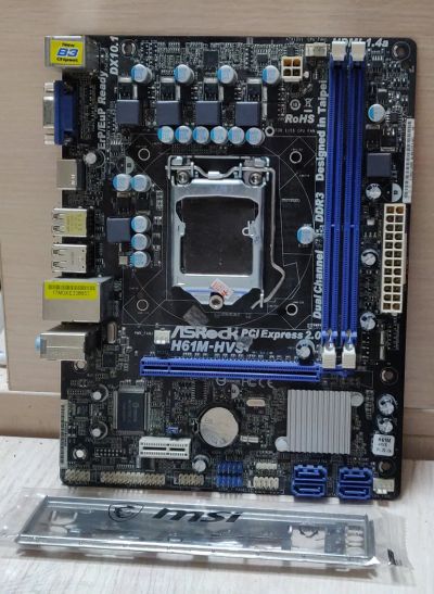 Лот: 19982019. Фото: 1. Мат. плата ASRock H61M-HVS/LGA1155... Материнские платы