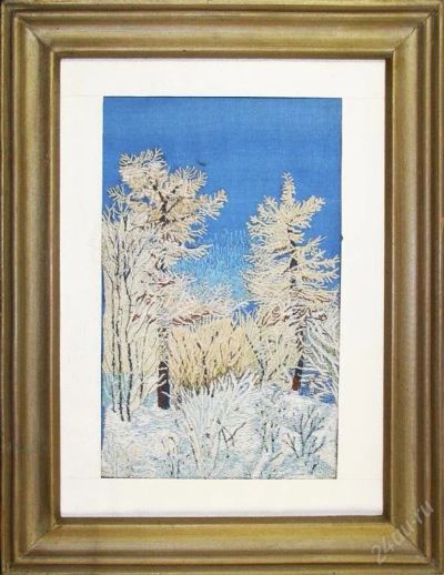 Лот: 96715. Фото: 1. Вышивка гладью (ручная) "Иней". Произведения