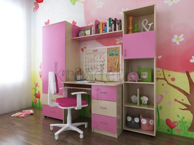 Лот: 5136818. Фото: 1. Детская комната КД-2. Цвет: розовый... Комплекты детской мебели