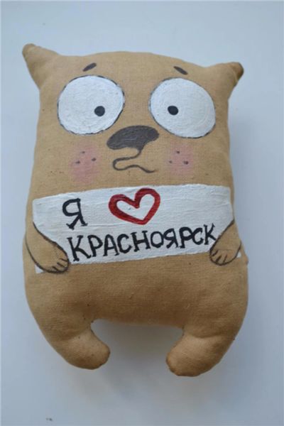 Лот: 9871429. Фото: 1. Кот кофейный "Я люблю Красноярск... Авторские куклы, игрушки, поделки