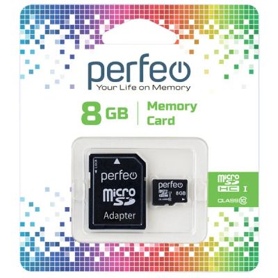 Лот: 25317688. Фото: 1. Карта памяти MicroSDHC 8Gb Perfeo... Карты памяти