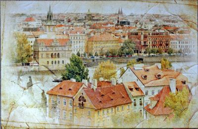 Лот: 5747393. Фото: 1. Печать на холсте "Прага". Произведения