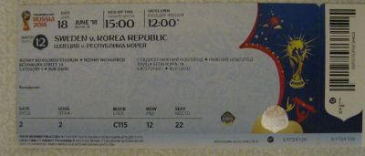 Лот: 24906095. Фото: 1. Билет на футбол ЧМ 2018. Билеты, талоны