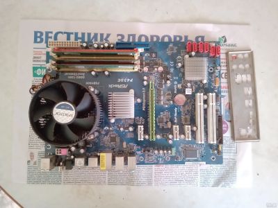 Лот: 13392482. Фото: 1. AsRock P43DE + CoreDuo E8200... Комплекты запчастей