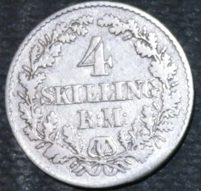 Лот: 12630943. Фото: 1. Дания. 1856 год. Серебро. Остальные страны