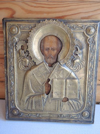 Лот: 23231596. Фото: 1. старинная икона святой Николай... Иконы