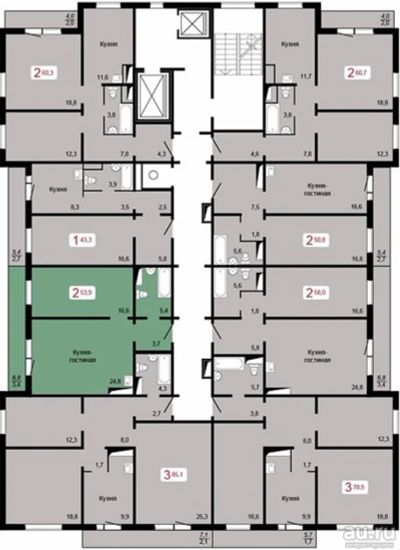 Лот: 16237210. Фото: 1. 2-к квартира, 53.9 м², 4/17 эт... Квартиры, студии