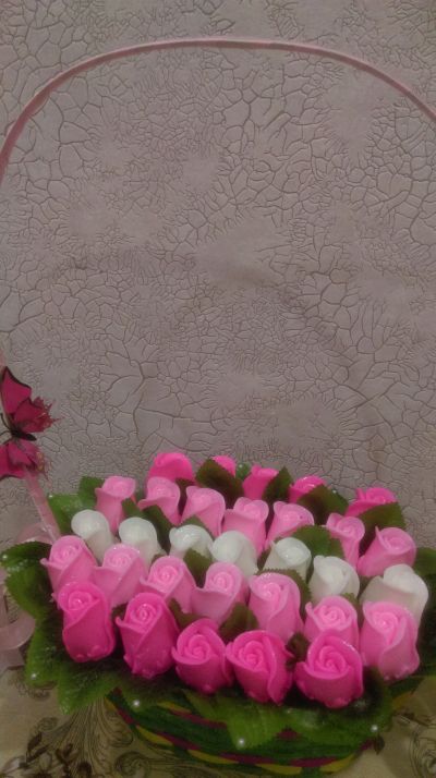 Лот: 11781397. Фото: 1. Корзиночка роз из мыла!. Искусственные и сувенирные цветы
