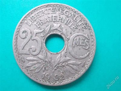 Лот: 2690038. Фото: 1. Франция 25 центов 1932 год.Монета... Остальные страны