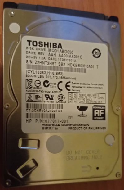 Лот: 16858361. Фото: 1. Жесткий диск Toshiba MQ01ABD050... Жёсткие диски (HDD)
