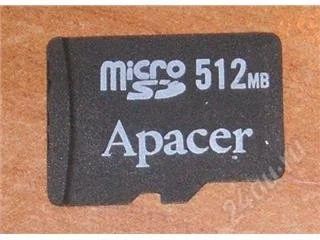 Лот: 93673. Фото: 1. Флешка 512Mb Apacer MicroSD. Карты памяти