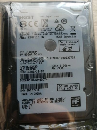 Лот: 15759208. Фото: 1. 1 tb Жесткий диск HGST 7200K1000. Жёсткие диски