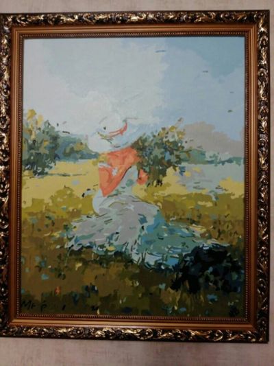 Лот: 10611772. Фото: 1. "Дама с цветами". Картины, рисунки